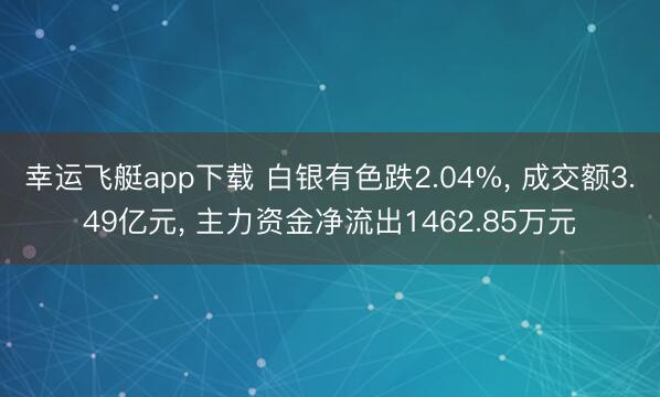 幸运飞艇app下载 白银有色跌2.04%， 成交额3.49亿元， 主力资金净流出1462.85万元