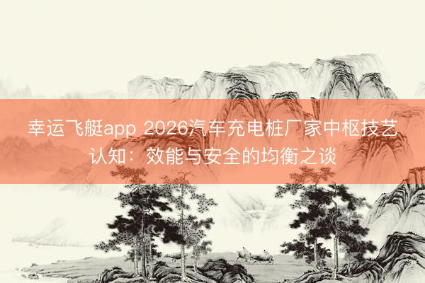 幸运飞艇app 2026汽车充电桩厂家中枢技艺认知:效能与安全的均衡之谈