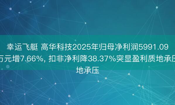 幸运飞艇 高华科技2025年归母净利润5991.09万元增7.66%， 扣非净利降38.37%突显盈利质地承压