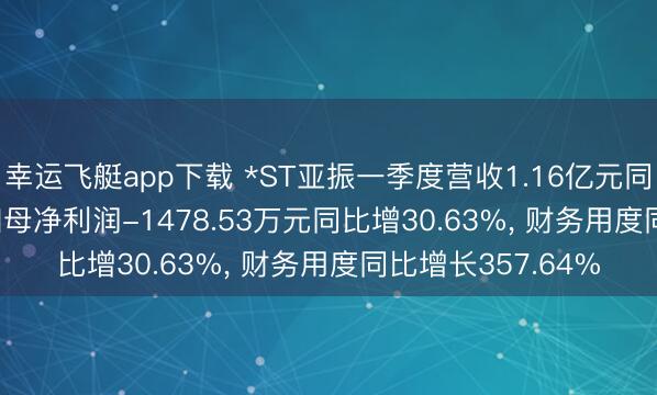 幸运飞艇app下载 *ST亚振一季度营收1.16亿元同比增185.38%， 归母净利润-1478.53万元同比增30.63%， 财务用度同比增长357.64%