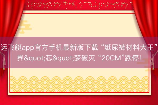 幸运飞艇app官方手机最新版下载 “纸尿裤材料大王”跨界"芯"梦破灭 “20CM”跌停！