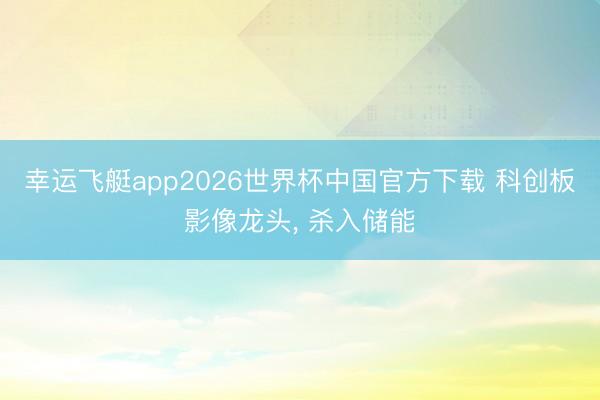 幸运飞艇app2026世界杯中国官方下载 科创板影像龙头， 杀入储能