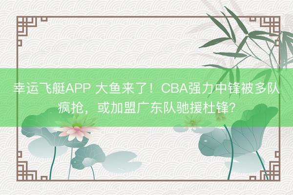 幸运飞艇APP 大鱼来了！CBA强力中锋被多队疯抢，或加盟广东队驰援杜锋？